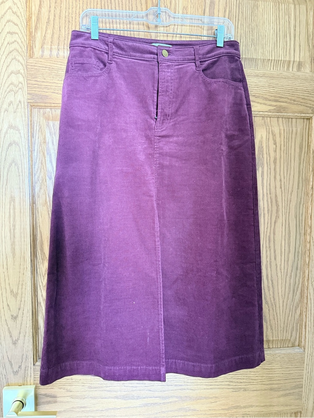 LOFT Plum Corduroy Midi Skirt
